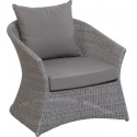 Fauteuil de jardin Zenith en résine fine coloris Galet avec coussin