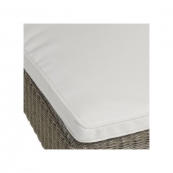 Fauteuil d'Angle Allan en résine fine coloris Galet avec housse de coussin tissu blanc