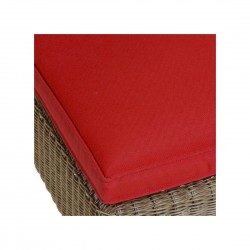 Fauteuil d'Angle Allan en résine fine coloris Galet avec housse de coussin tissu rouge