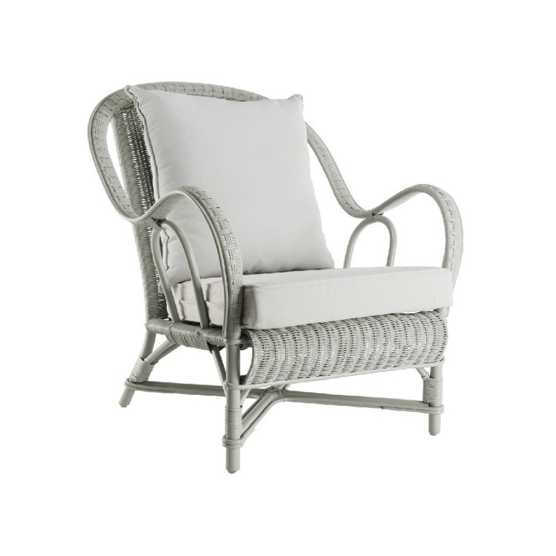 Fauteuil en rotin Nantucket laqué Bleu Gris IOD Design