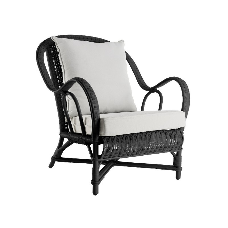 Fauteuil en rotin Nantucket laqué Noir IOD Design