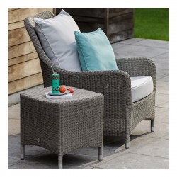 Fauteuil Transat en résine fine coloris Galet avec coussin