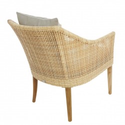 Fauteuil de jardin Sao Paulo en résine nature sur pieds teck