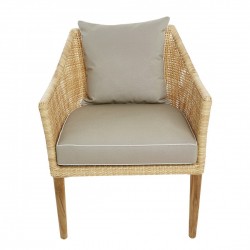 Fauteuil de jardin Sao Paulo en résine nature sur pieds teck