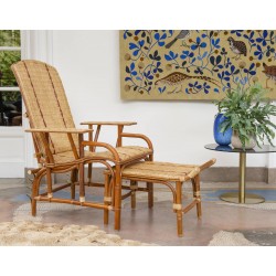 Chaise longue Bagatelle en rotin foncé