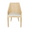 Fauteuil de table Saigon en éclisse de rotin naturel avec coussin
