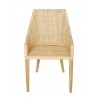 Fauteuil de table Saigon en éclisse de rotin naturel avec coussin