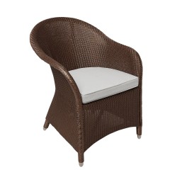 fauteuil-lloyd-loom-sidonie- finition chocolat avec coussin